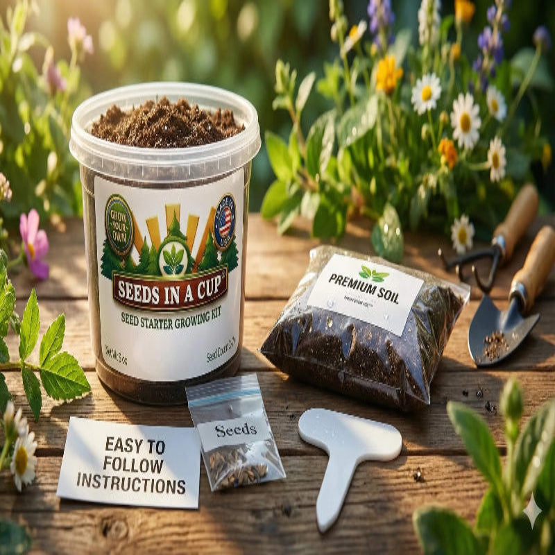 Blackberry (Rubus fruticosus) plant thriving after transplant from Seeds In A Cup starter kit. Proof of high germination rates and 100% Growth Guarantee quality.