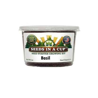 Seeds In A Cup Basil (Ocimum basilicum) Grow Kit - Complete seed starter with recyclable planter, non-GMO seeds, and real potting soil. Hand-assembled in Cleveland, Ohio, USA.