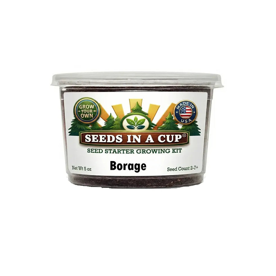 Seeds In A Cup Borage (Borago officinalis) Grow Kit - Complete seed starter with recyclable planter, non-GMO seeds, and real potting soil. Hand-assembled in Cleveland, Ohio, USA.
