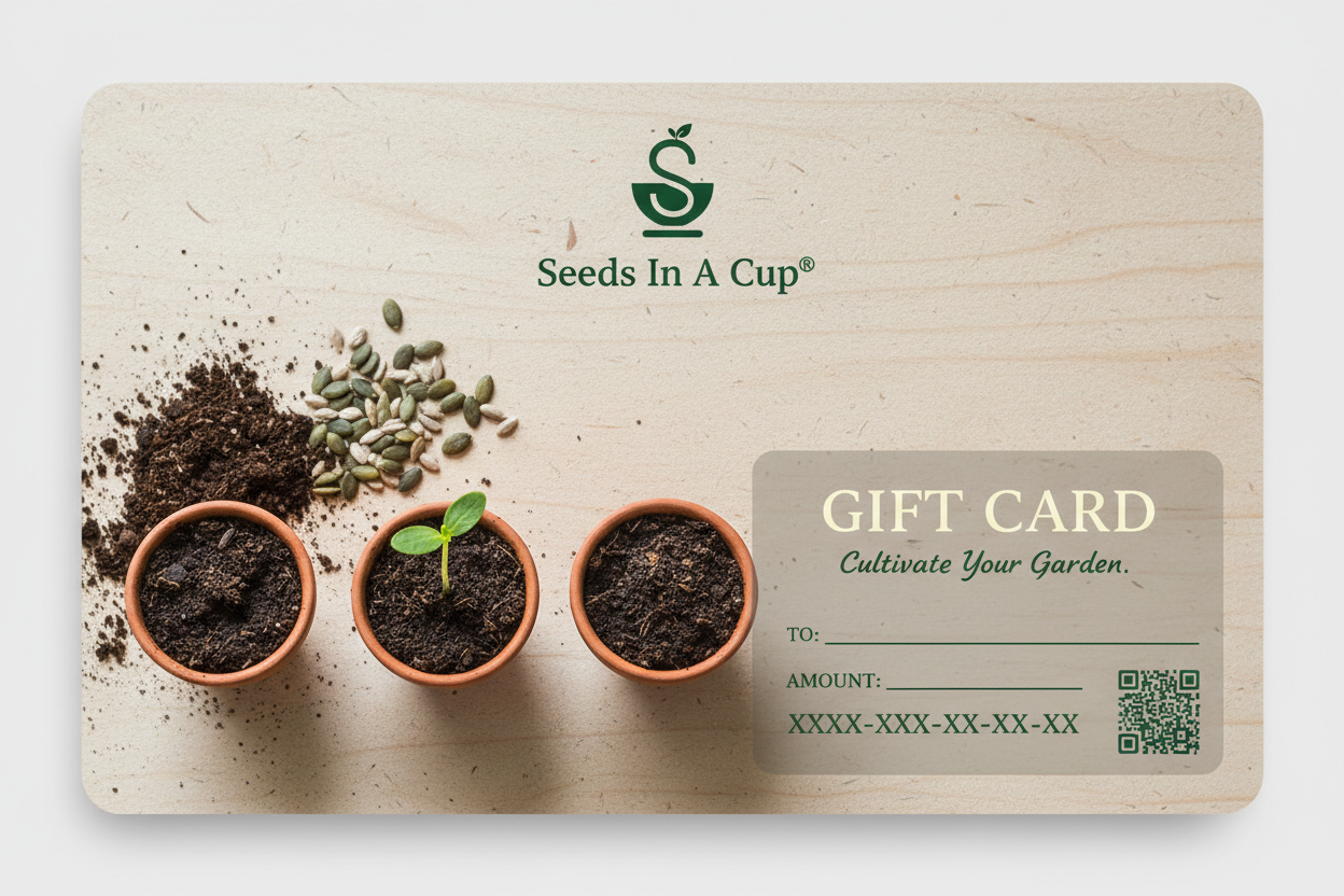 Seeds In A Cup® digital gift card — give the gift of growing plants and trees from seed.