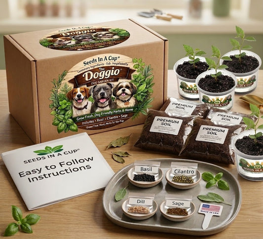 Doggo's Garden (For Dogs) Garden Kit | Basil, Sage, Cilantro & Dill | Seeds In A Cup®
