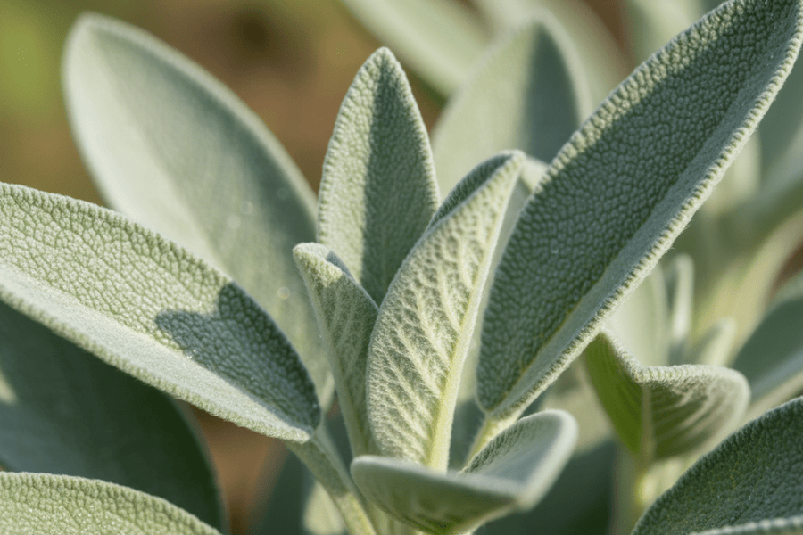 Sage (Salvia officinalis) seed starter kit contents: premium non-GMO seeds, nutrient-rich loose potting soil, and recyclable planter with humidity lid by Seeds In A Cup - Made in USA.