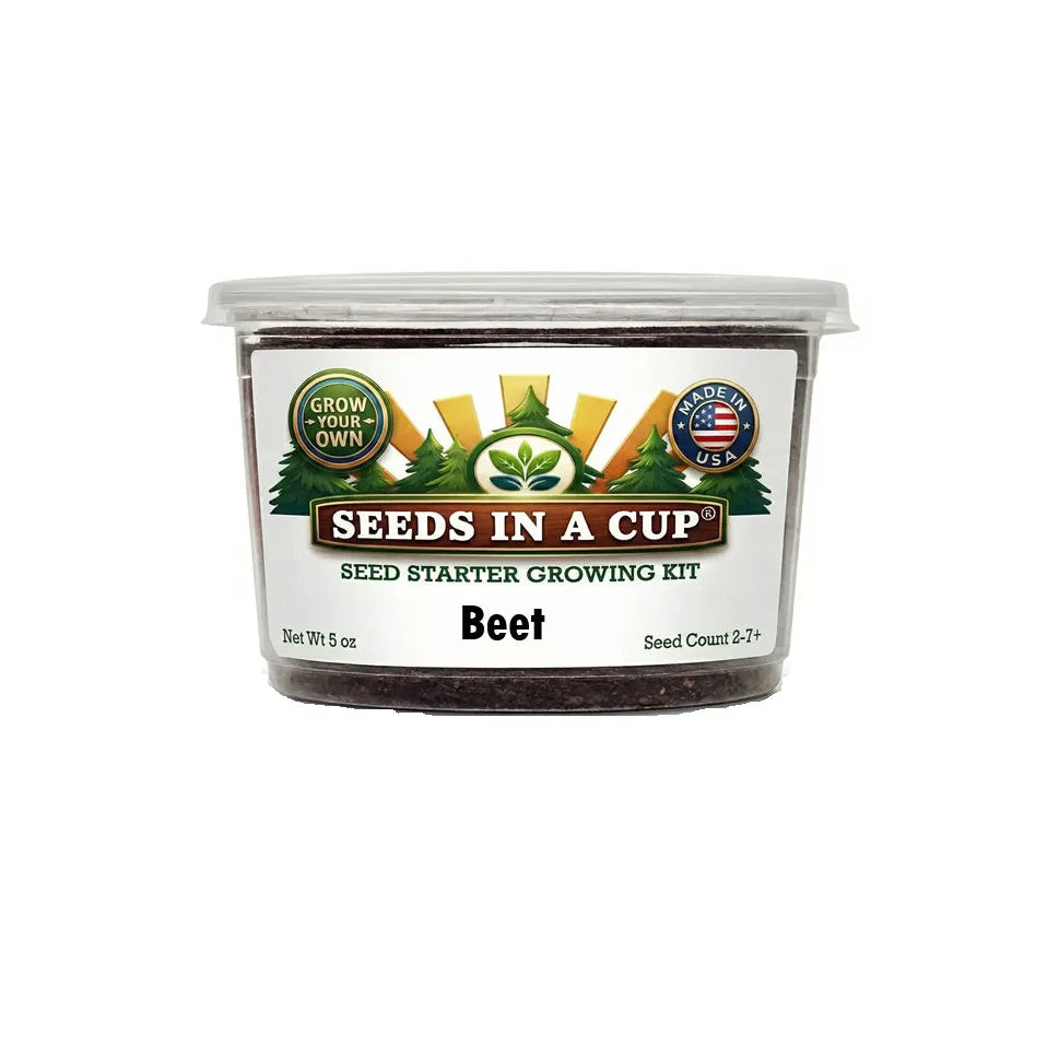 Seeds In A Cup Beet (Beta vulgaris) Grow Kit - Complete seed starter with recyclable planter, non-GMO seeds, and real potting soil. Hand-assembled in Cleveland, Ohio, USA.